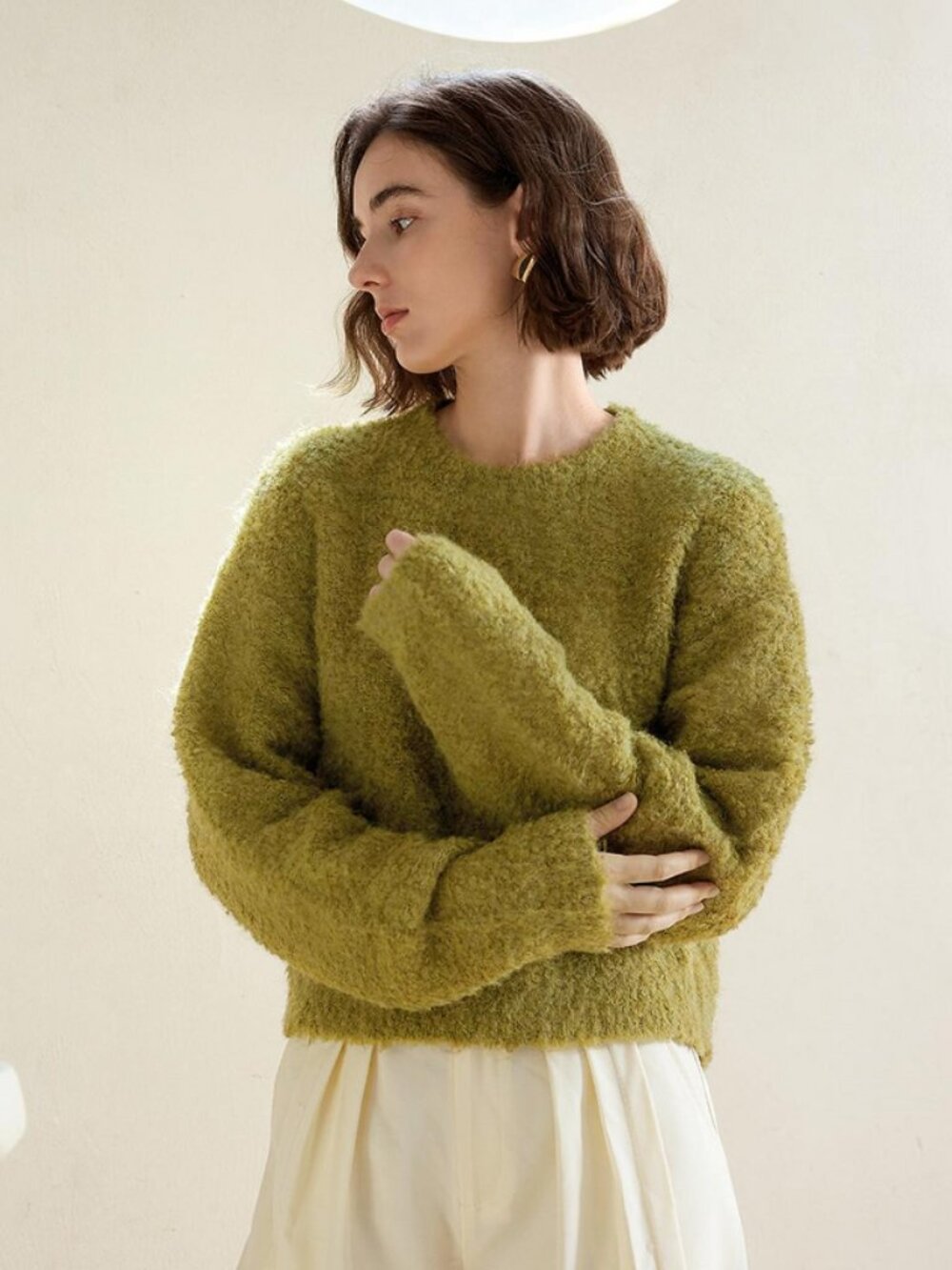 NWT | 1.STATE | Fuzzy Knit Sweater Green NWT Cropped | Size M